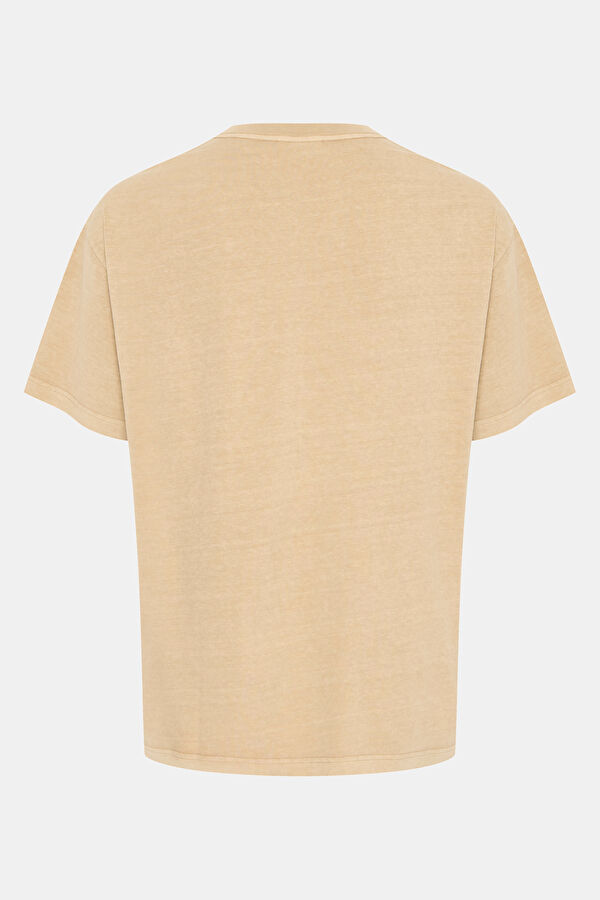 Relax Pattern Beige Crew Neck Printed T-Shirt 4