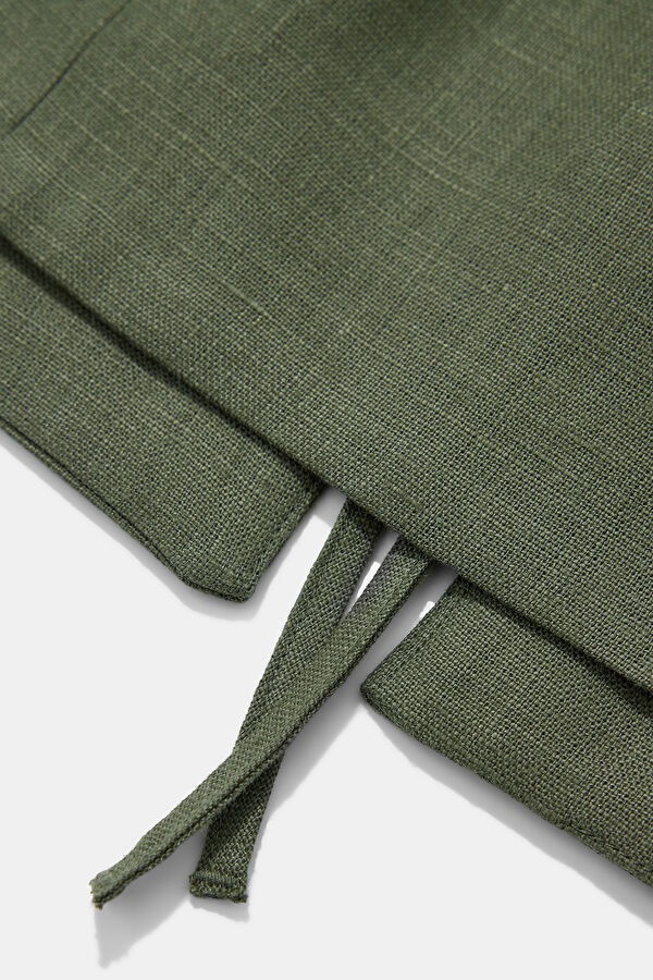 Khaki Linen Sleeveless Women's Blouse 4