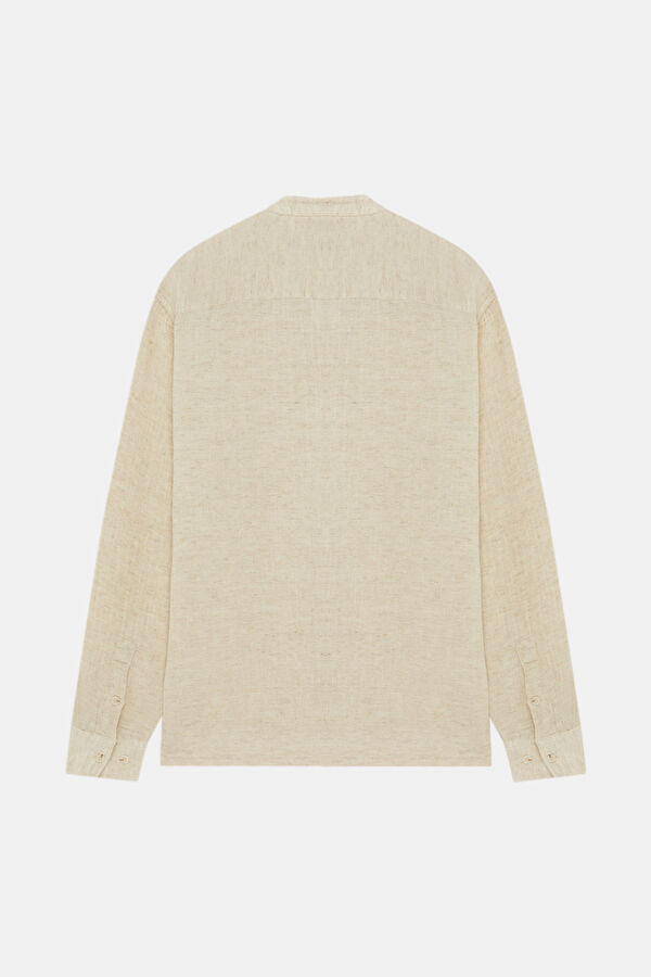 Men's Shirt with Natural Texture and Mandarin Collar 2