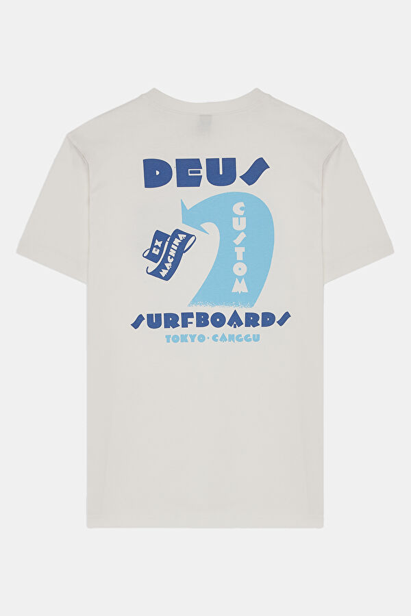 Relax Kalıp Beyaz Bisiklet Yaka Baskılı T-Shirt 2