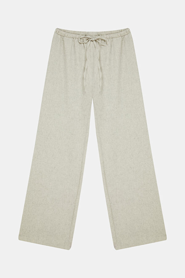Bej Wide Leg Kadın Pantolon