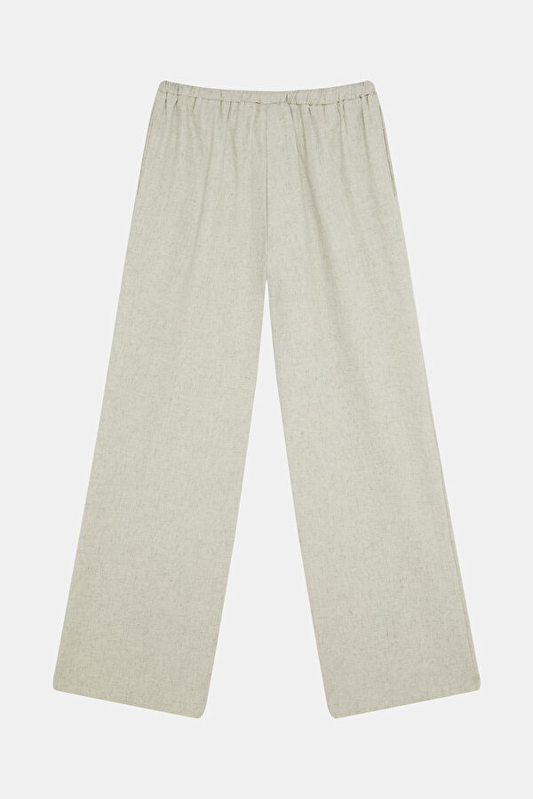 Bej Wide Leg Kadın Pantolon 2