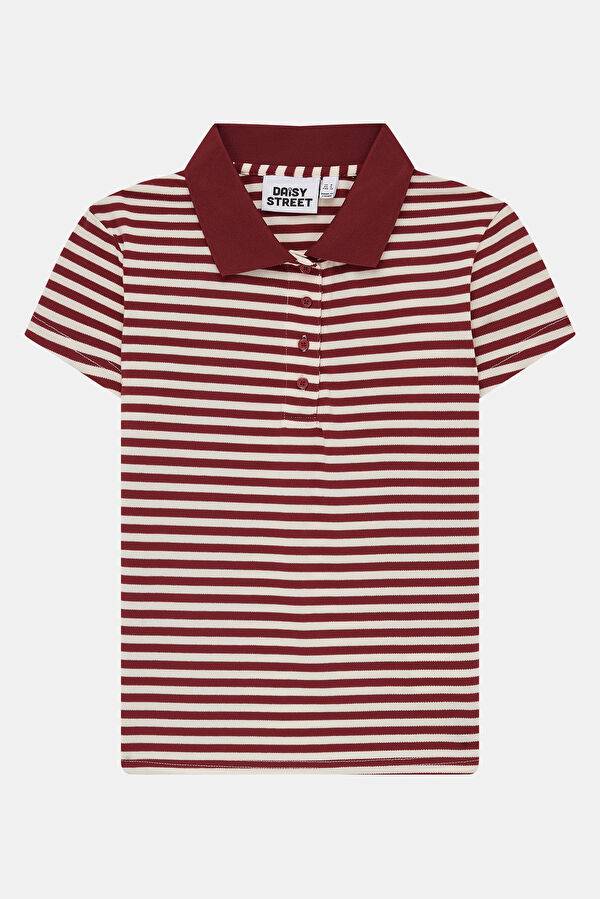 Kırmızı Polo Yaka Kadın T-Shirt