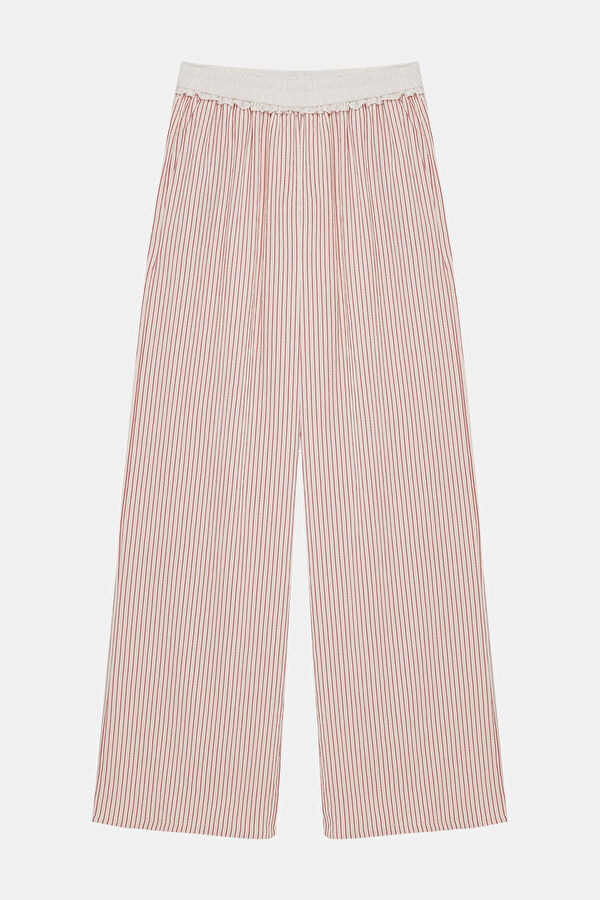Red Wide Leg Women's Pants