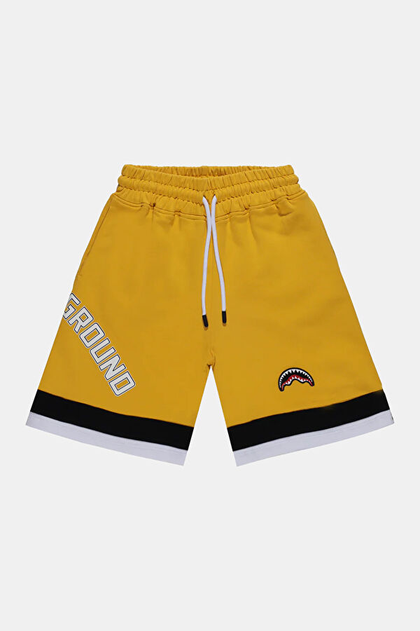 Yellow Patterned Kids Shorts