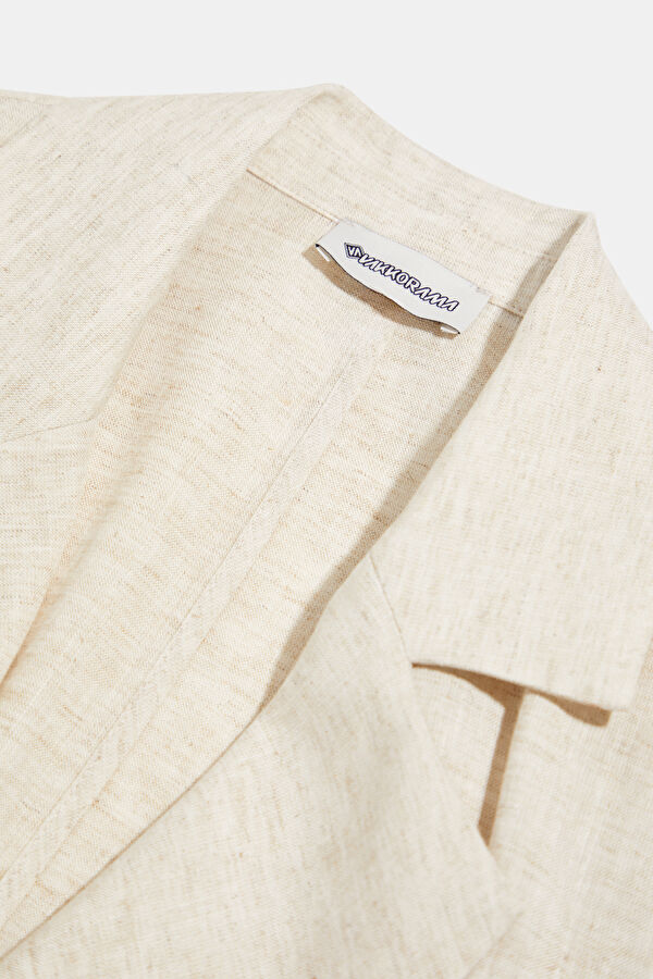 Beige Linen Buttoned Women's Jacket 3