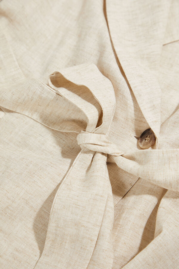 Beige Linen Buttoned Women's Jacket 4