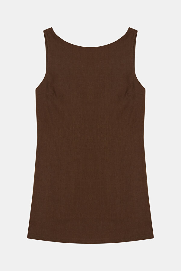 Coffee Linen Women's Dress 4
