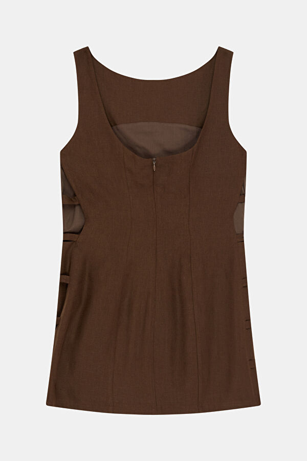 Coffee Linen Women's Dress 5