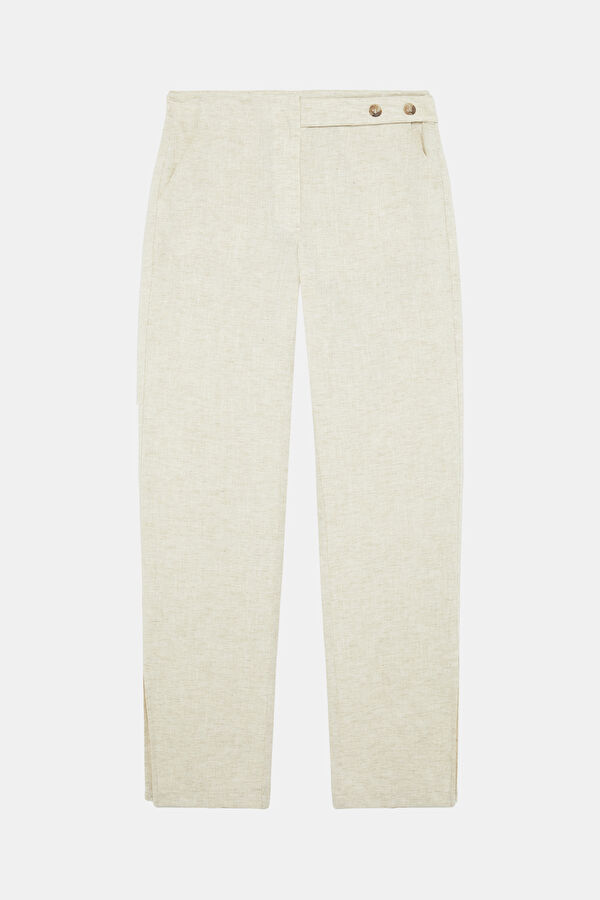 Beige Linen Women's Trousers