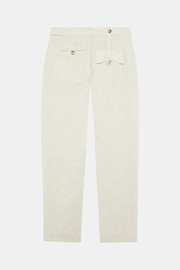 Beige Linen Women's Trousers 2