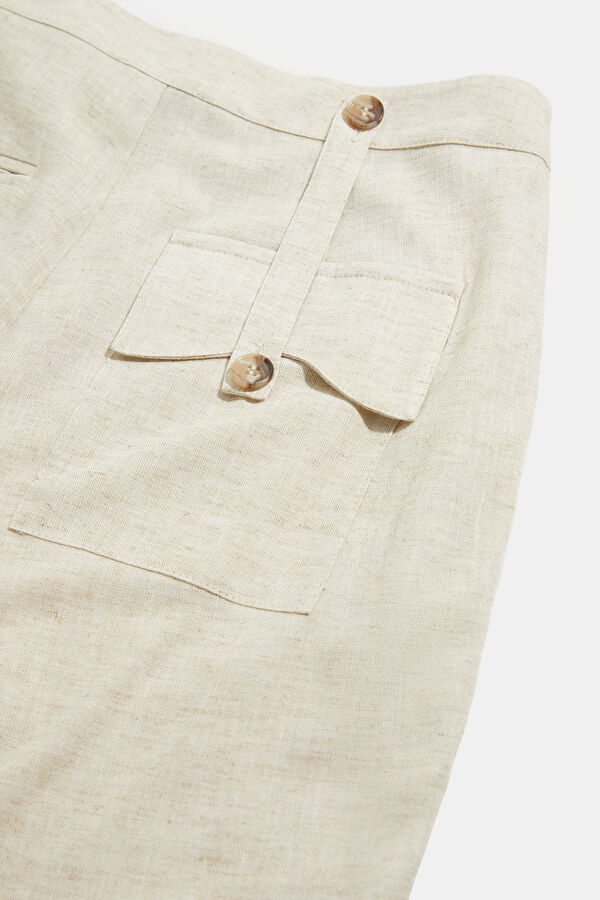 Beige Linen Women's Trousers 4