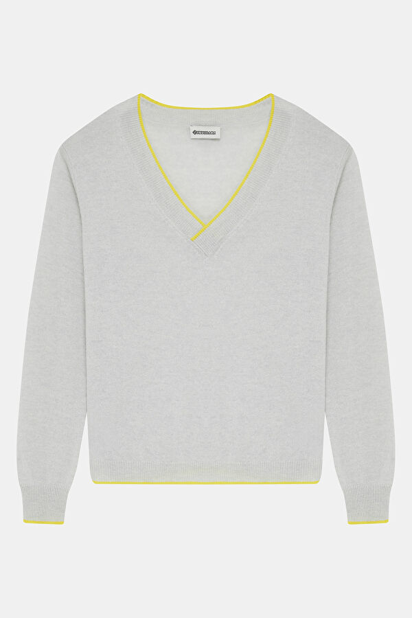 Gray Melange 100% Cashmere Women's Sweater
