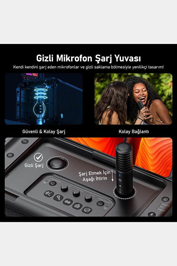 Partybox Break X1 800W Karaoke Bluetooth Hoparlör Seti 7