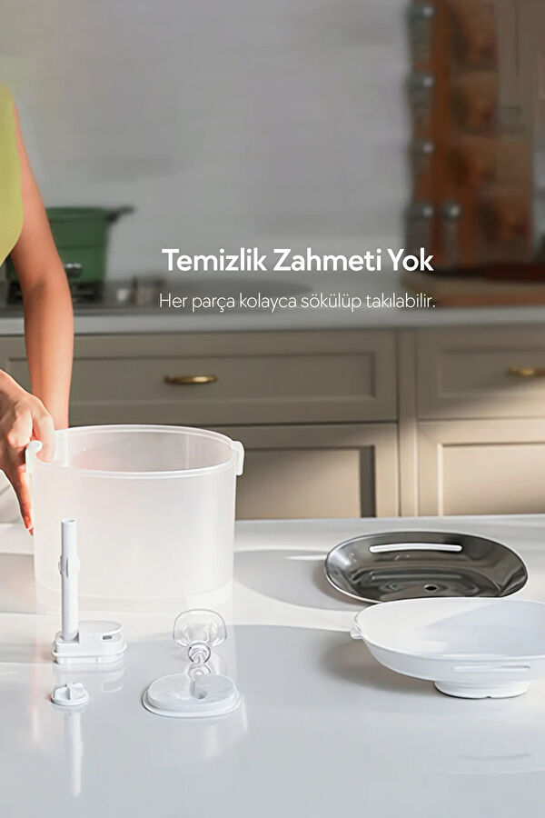 E1+ Çelik Hazneli Şarjlı Otomatik Kedi Su Pınarı 22x 20x18cm 2lt 3