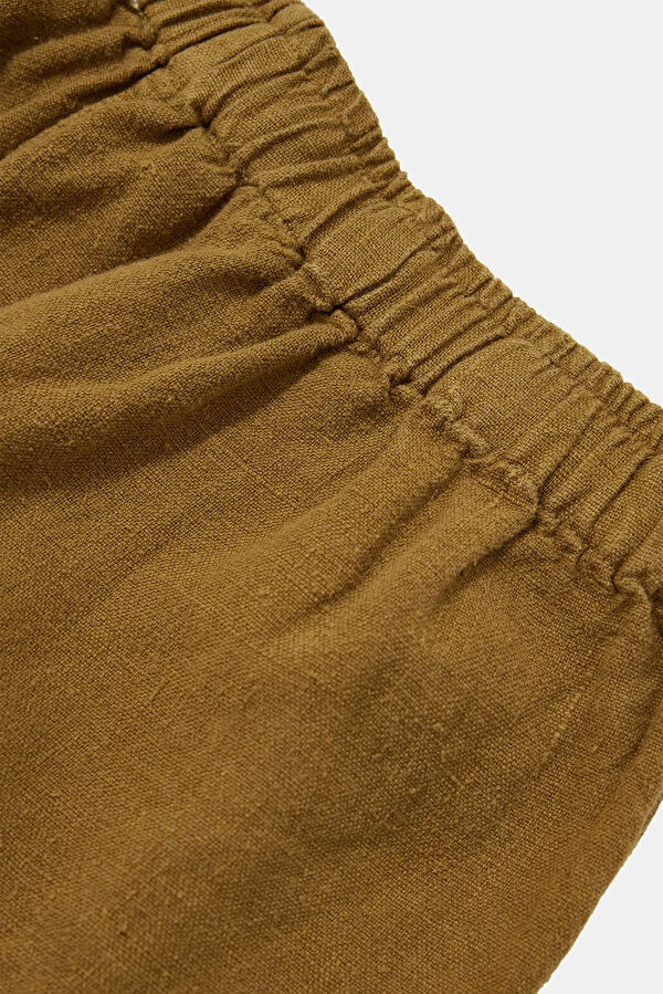Mustard Jacquard Linen Shorts 4