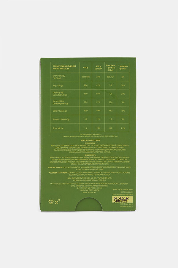 Matcha Yuzu Crispy Rice Tablet Çikolata 3