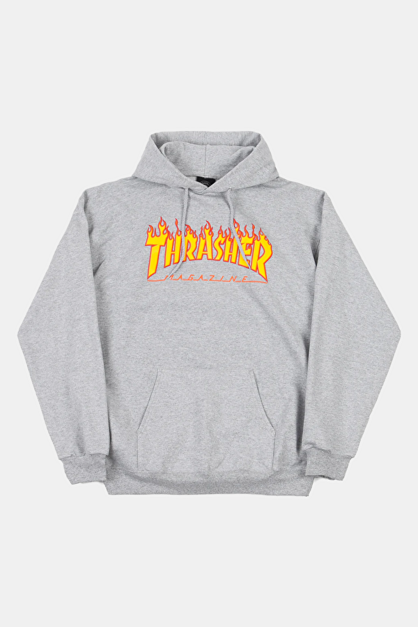 Açık Gri Relax Kalıp Kapuşonlu Erkek Sweatshirt