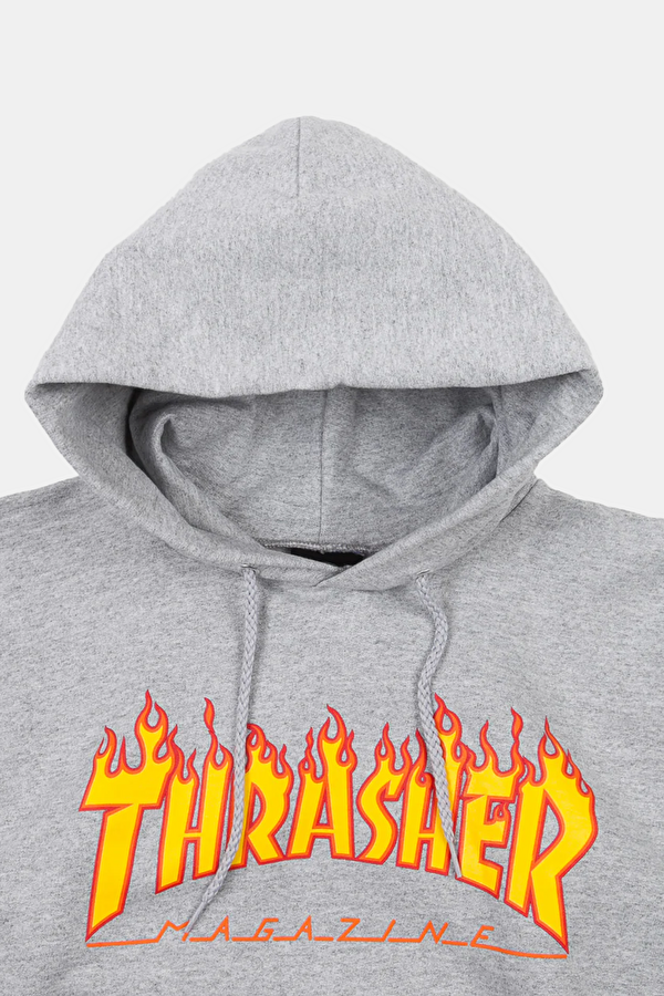 Açık Gri Relax Kalıp Kapuşonlu Erkek Sweatshirt 2