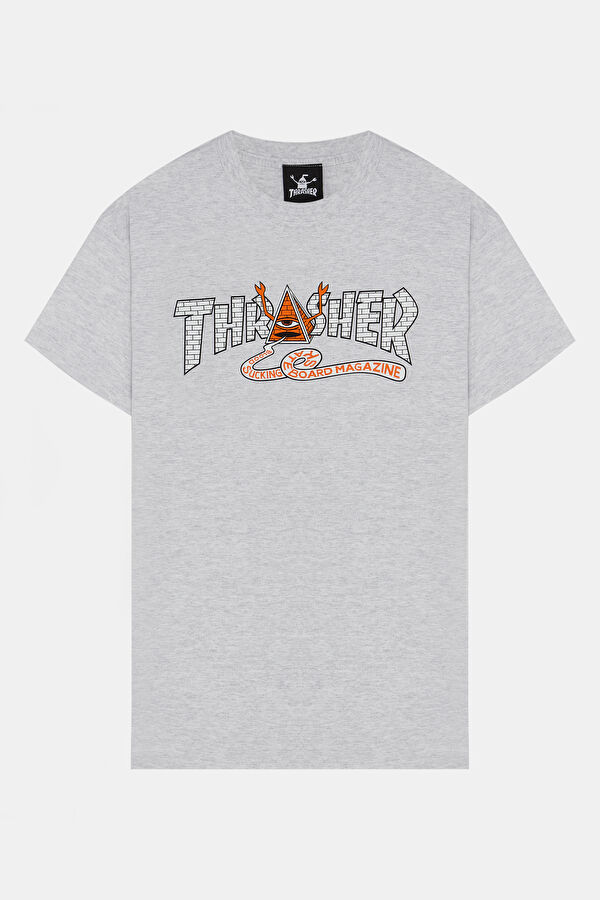 Relax Fit Light Grey Crew Neck Printed Men's T-Shirt