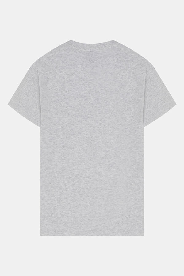 Relax Fit Light Grey Crew Neck Printed Men's T-Shirt 2