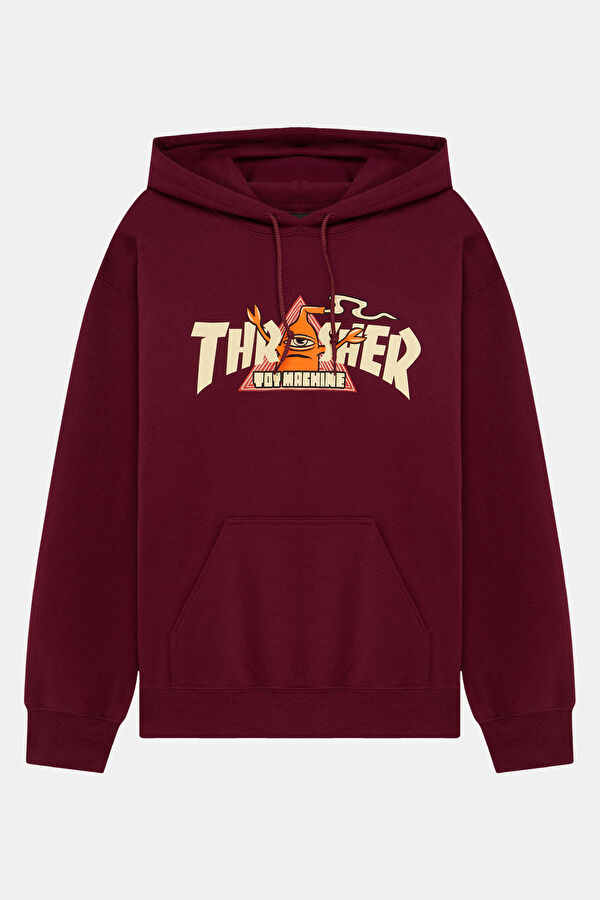 Relax Kalıp Bordo Kapuşonlu Erkek Sweatshirt