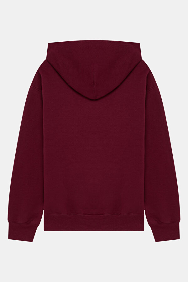 Relax Kalıp Bordo Kapuşonlu Erkek Sweatshirt 2