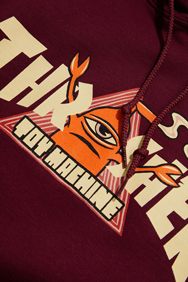 Relax Kalıp Bordo Kapuşonlu Erkek Sweatshirt 4