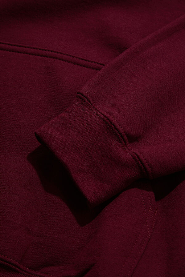 Relax Kalıp Bordo Kapuşonlu Erkek Sweatshirt 5