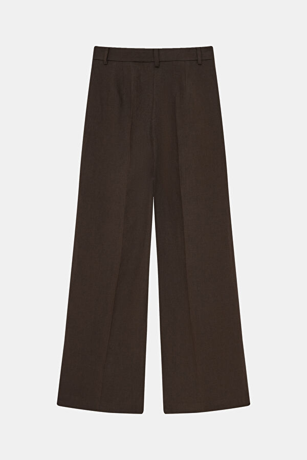 Coffee Brown Viscose Women's Straight Leg Trousers 2