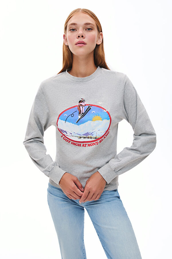 Gri O Yaka Kadın T-Shirt