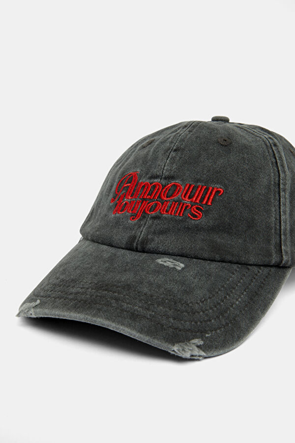 Love Always Anthracite Embroidered Hat 3