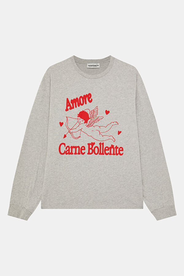 Gri Relax Kalıp Bisiklet Yaka Erkek Sweatshirt