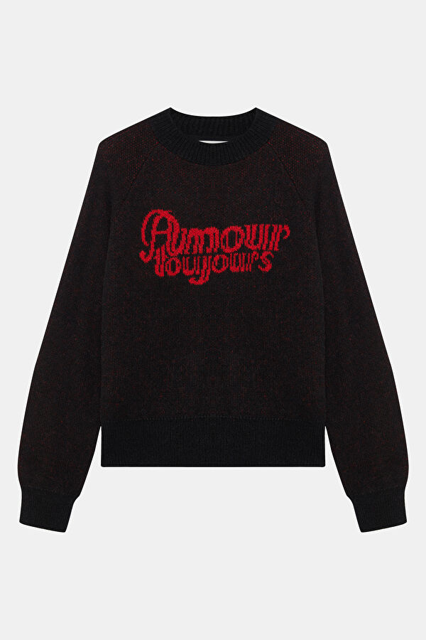 Black Jacquard Alpaca Wool Men's Sweater