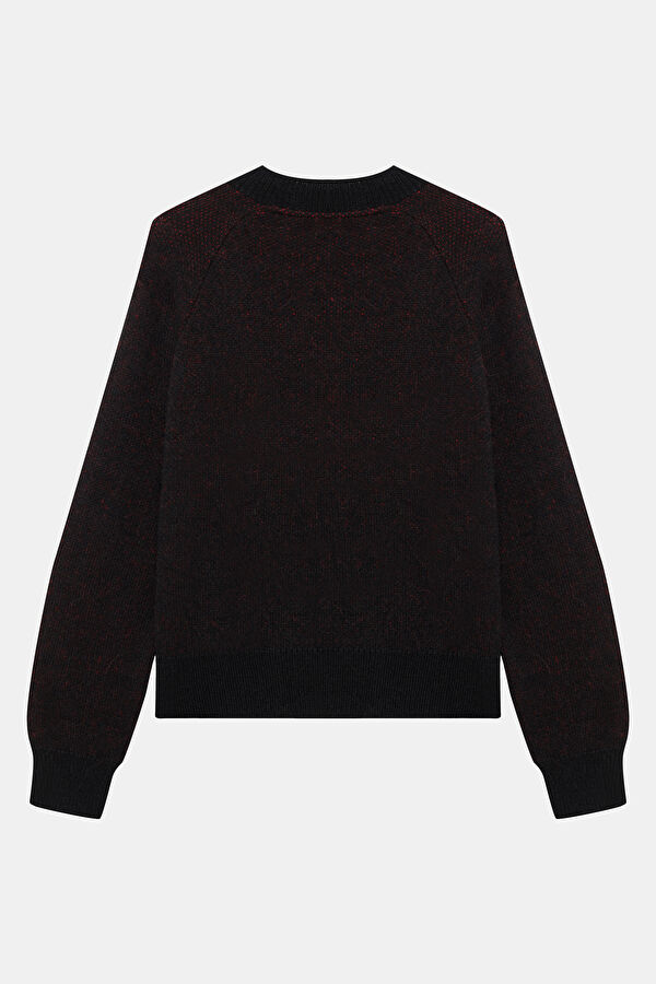 Black Jacquard Alpaca Wool Men's Sweater 2
