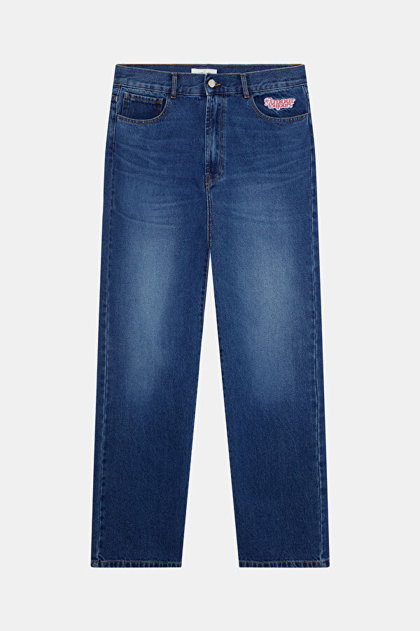 Oversize Mavi Bol Paça Organik Pamuk Jean Erkek Pantolon