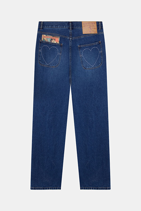 Oversize Mavi Bol Paça Organik Pamuk Jean Erkek Pantolon 2