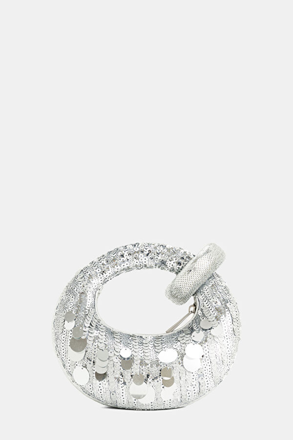Abacus Metallic Sequin Mini Top Gümüş Çanta 3