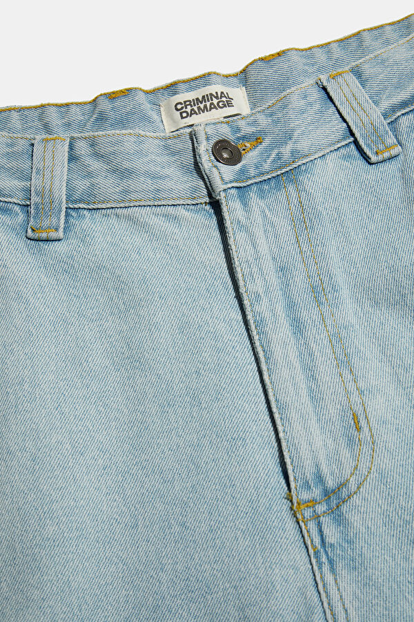 Relax Fit Light Blue Wide Leg Jeans Men's Trousers 3
