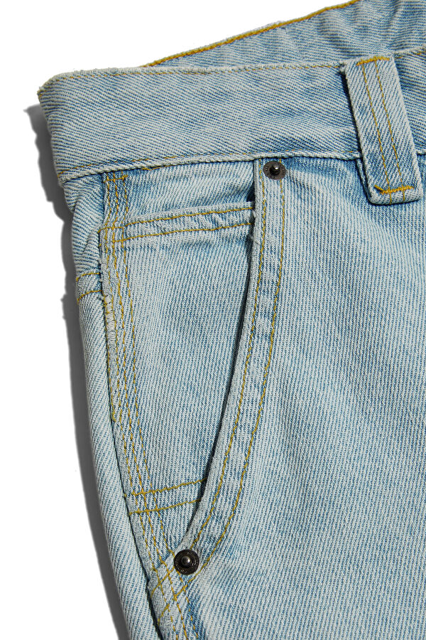 Relax Fit Light Blue Wide Leg Jeans Men's Trousers 4