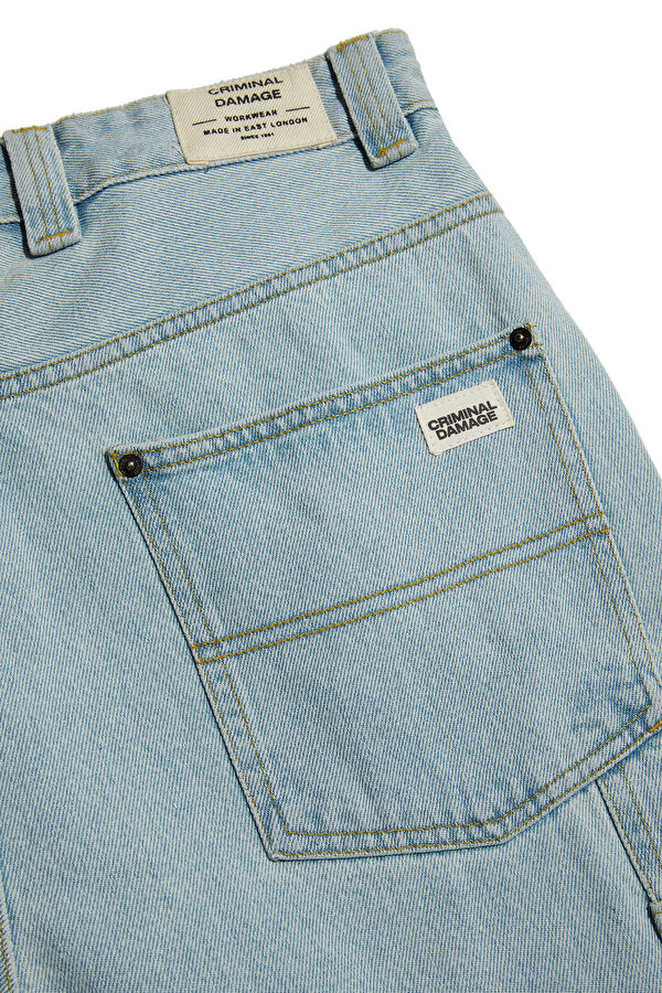 Relax Fit Light Blue Wide Leg Jeans Men's Trousers 5