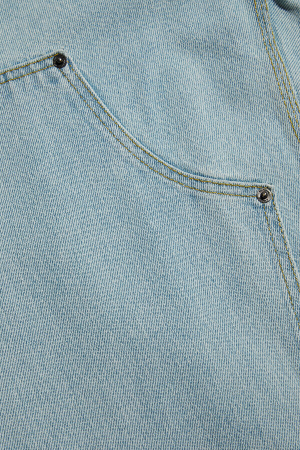 Relax Fit Light Blue Wide Leg Jeans Men's Trousers 6