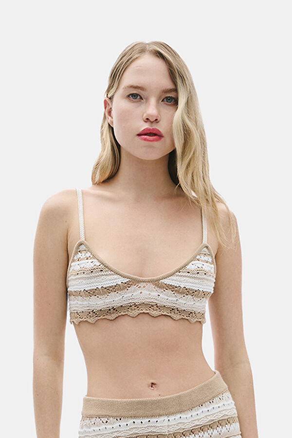 Colorful Knitted Pattern Strappy Women's Blouse