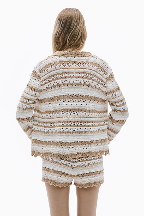 Multicolored Knitted Pattern Women's Cardigan 2