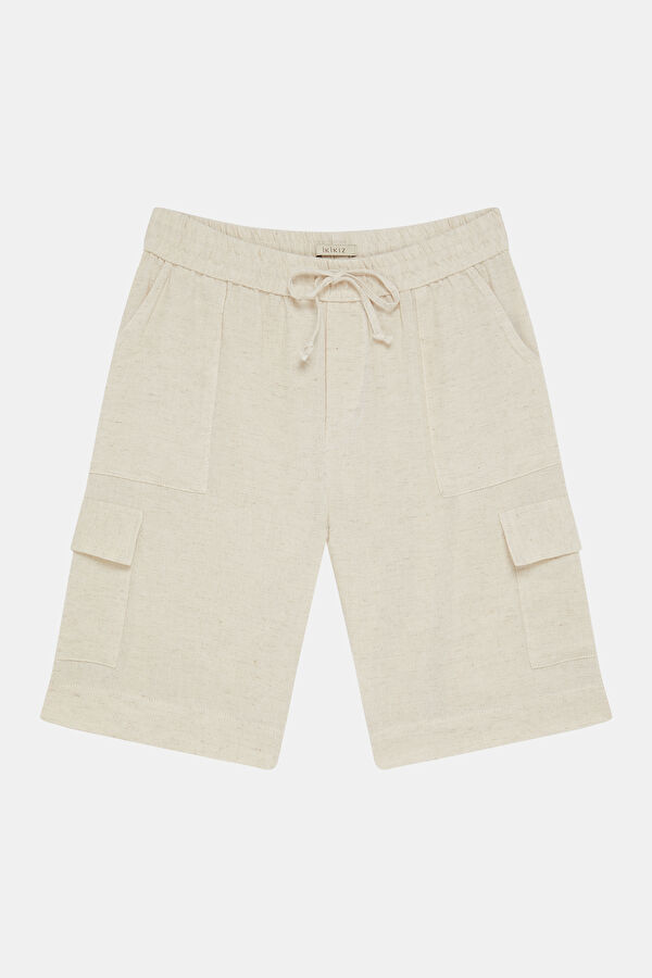 Cream Cotton/Linen Shorts
