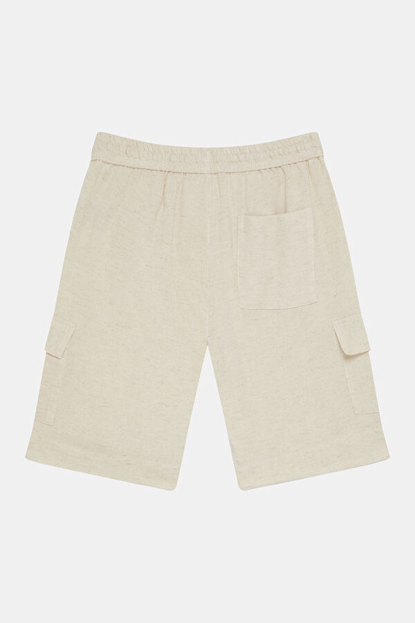 Cream Cotton/Linen Shorts 2