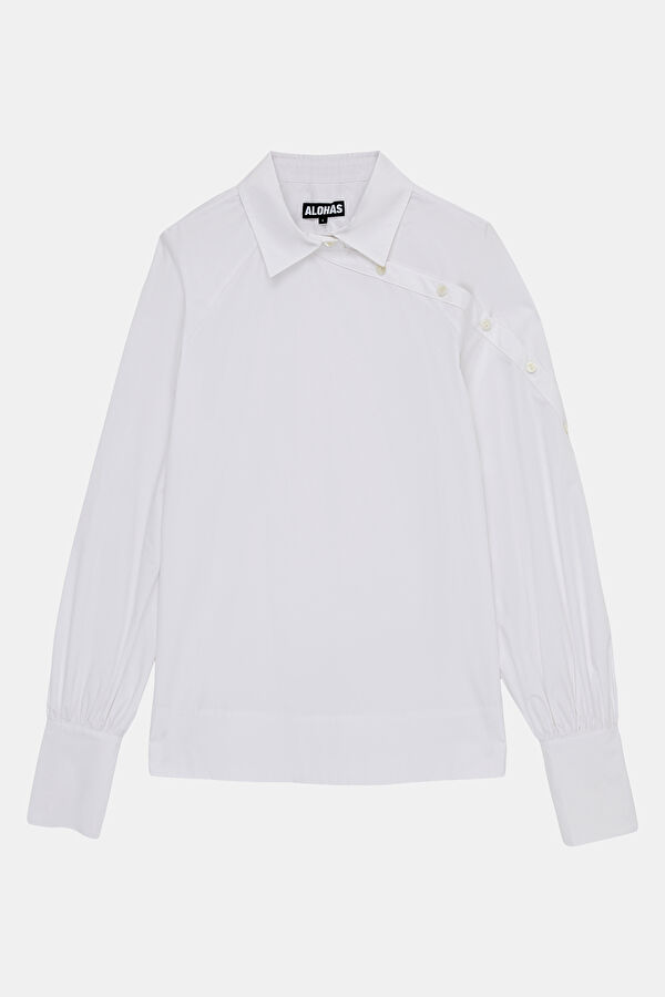 White Low-Sleeve Women's Blouse