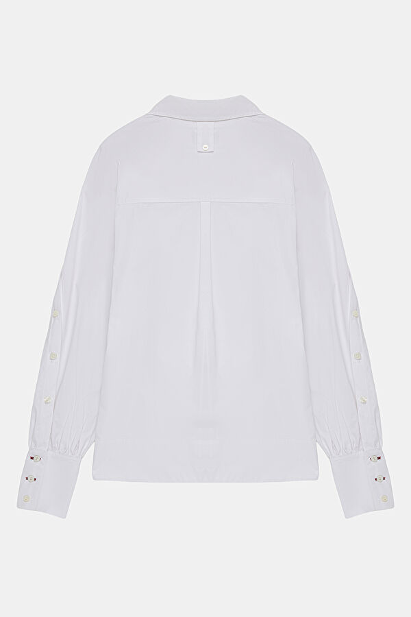 White Low-Sleeve Women's Blouse 2