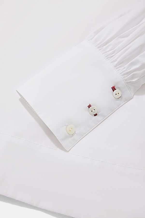 White Low-Sleeve Women's Blouse 5