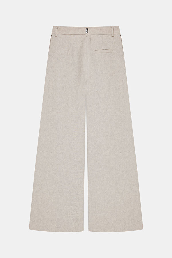 Krem Wide Leg Kadın Pantolon 5